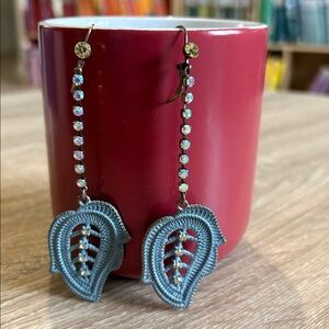 Betsey Johnson Blue Leaf Dangle Earrings (Vintage/Rare)